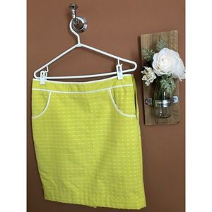 Yellow/green polka dot pencil skirt
